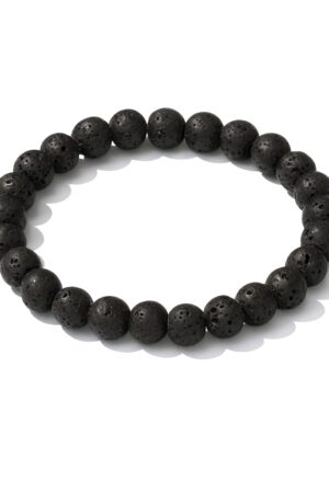 GB015 ROUND SHAPE NATURAL LAWA STONE BRACELET