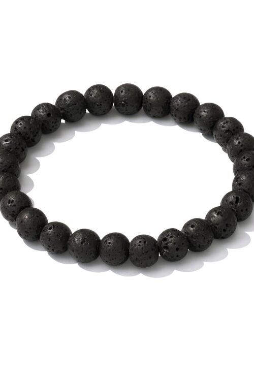 GB015 ROUND SHAPE NATURAL LAWA STONE BRACELET