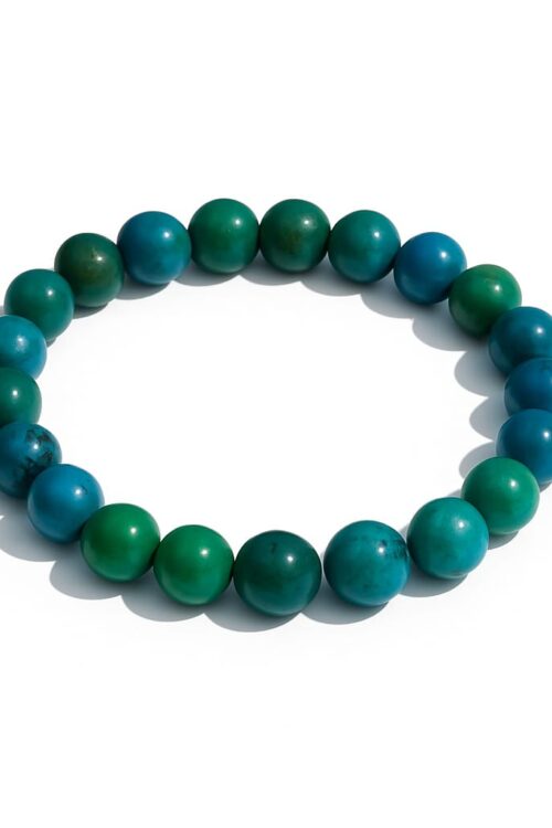 GB025 ROUND SHAPE NATURAL CRYSOCOLLA STONE BRACELET