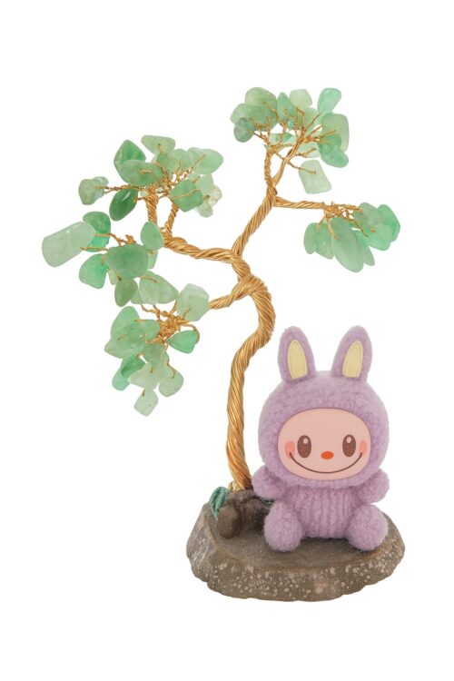 CTT002 Green Aventurine Gemstone Tree with Cute Plush Bunny | Feng Shui Money Tree for Positivity & Healing | Handmade Crystal Decor for Home, Desk, Gifting, Kids & Collectors