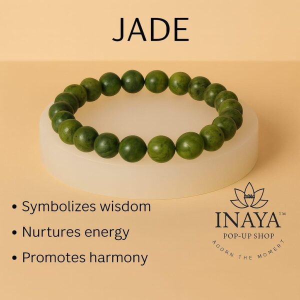GB023 ROUND SHAPE NATURAL JADE STONE BRACELET - Image 2
