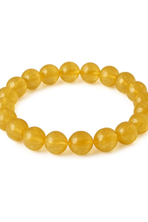GB028 ROUND SHAPE NATURAL GOLDEN RUTILE BRACELET