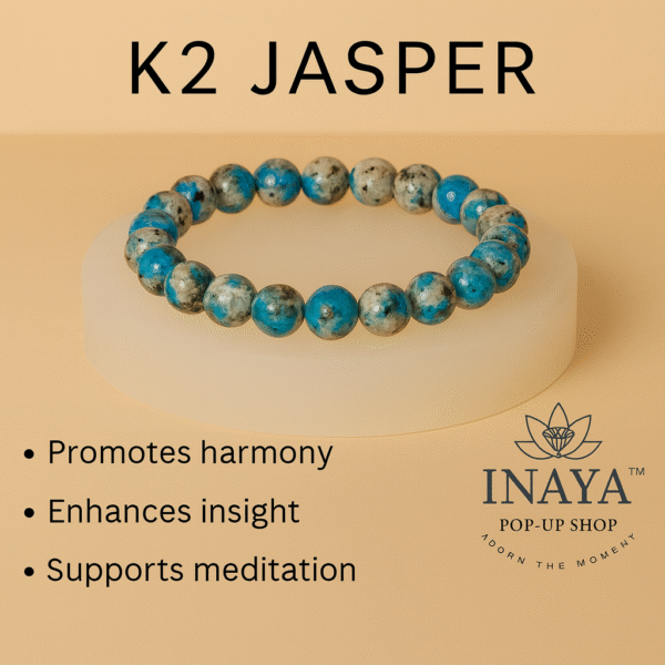 GB019 ROUND SHAPE NATURAL K2 JASPER STONE BRACELET - Image 2