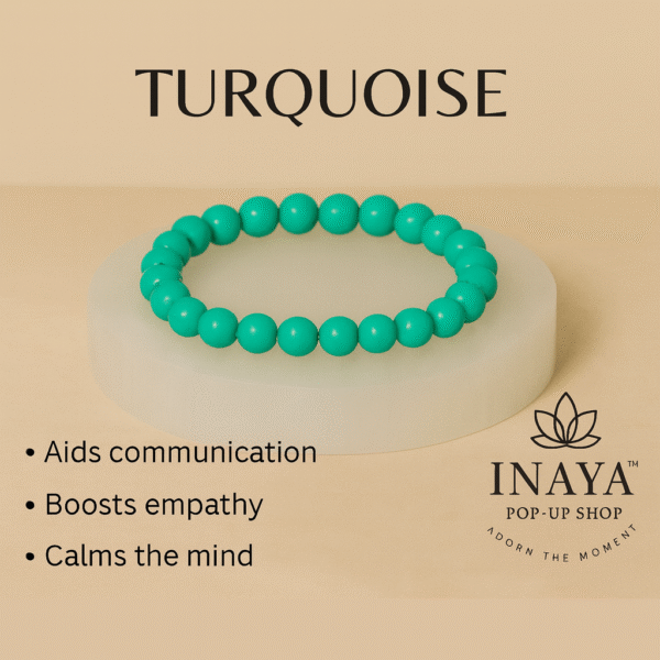 GB016 ROUND SHAPE NATURAL TURQUOISE STONE BRACELET - Image 2