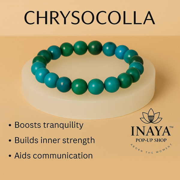 GB025 ROUND SHAPE NATURAL CRYSOCOLLA STONE BRACELET - Image 2