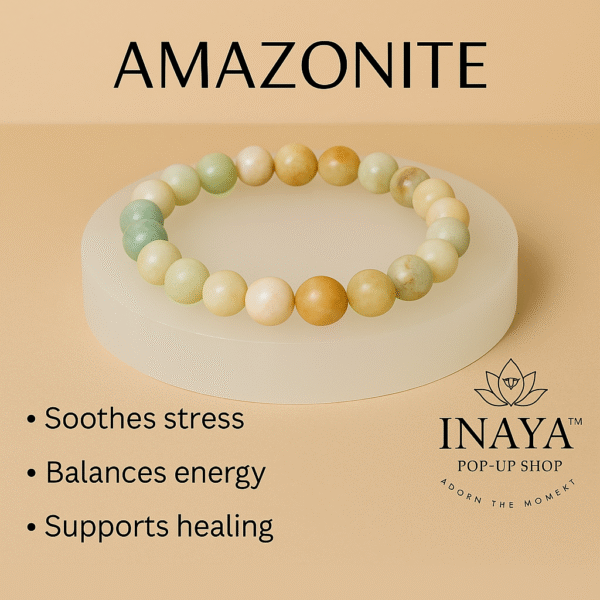 GB002 ROUND SHAPE NATURAL AMAZONITE STONE BRACELET - Image 2