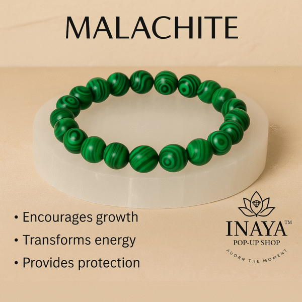 GB014 ROUND SHAPE NATURAL MALACHITE STONE BRACELET - Image 2