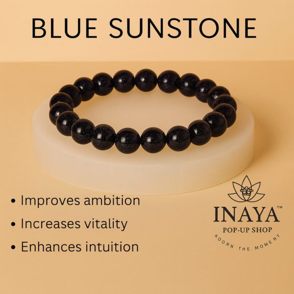 GB018 ROUND SHAPE NATURAL BLUE SUNSTONE BRACELET - Image 2