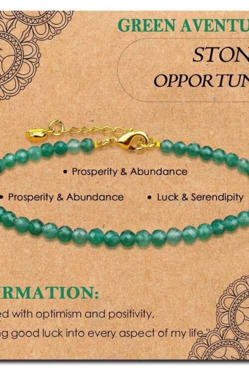 GB001 2MM GOLD PLATED GREEN AVENTURINE STONE BEAD BRACELET