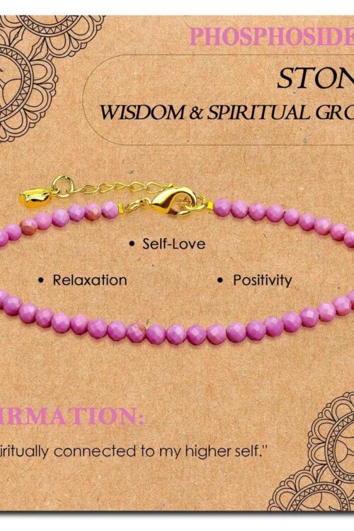 GB006 2MM GOLD PLATED PHOSPHOSIDERITE STONE BEAD BRACELET