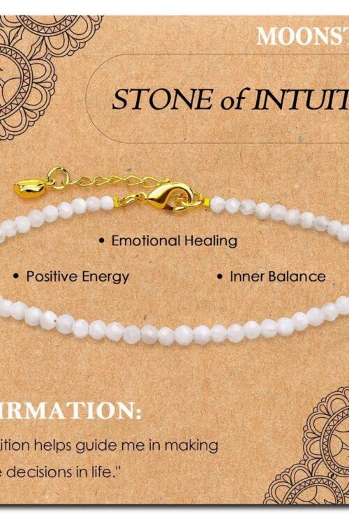 GB007 2MM GOLD PLATED MOONSTONE STONE BEAD BRACELET