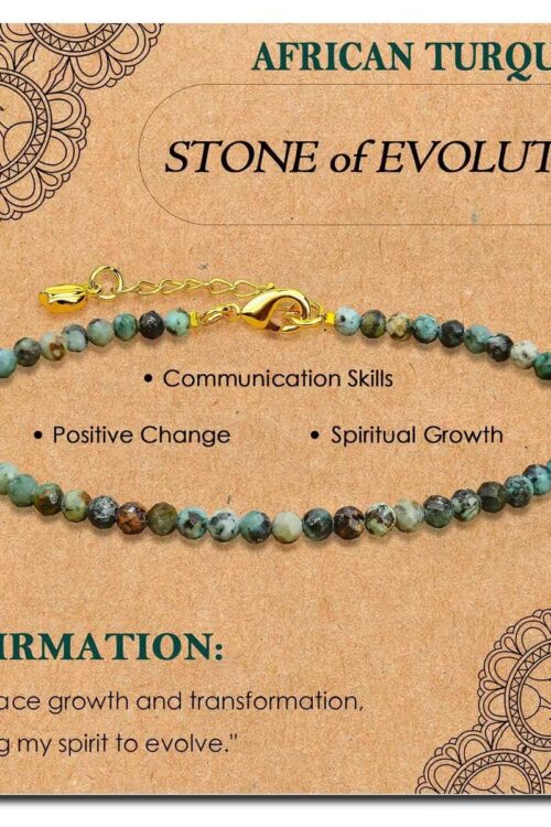 GB016 2MM GOLD PLATED AFRICAN TURQUOISE STONE BEAD BRACELET