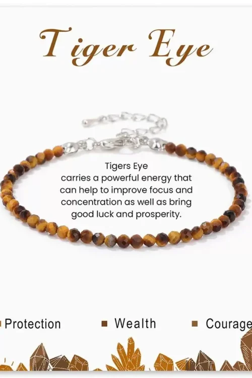 SB008 2MM SILVER PLATED TIGER EYE STONE BEAD BRACELET