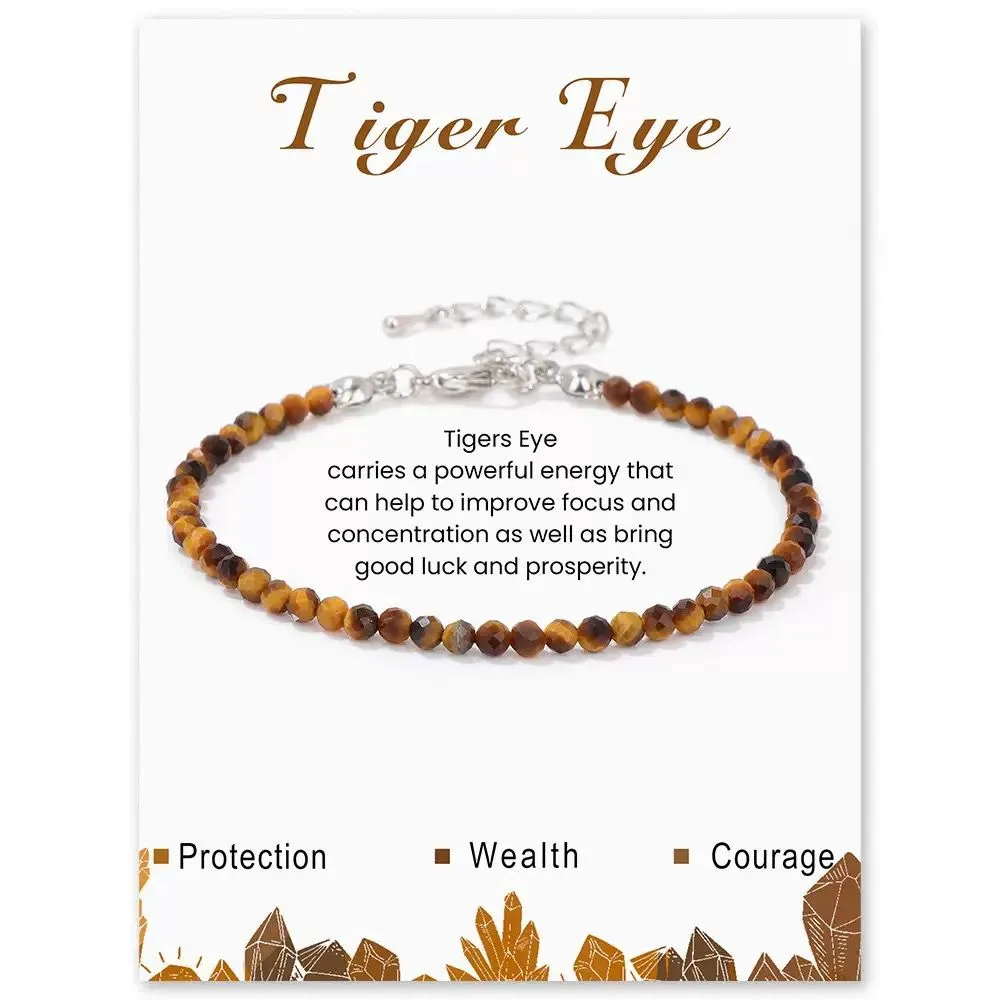 SB008 2MM SILVER PLATED TIGER EYE STONE BEAD BRACELET