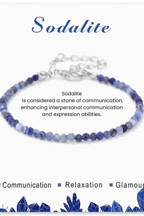 SB009 2MM SILVER PLATED SODALITE STONE BEAD BRACELET