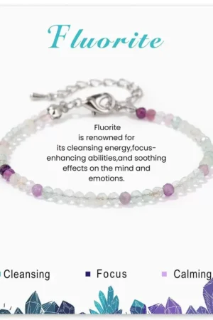 SB012 2MM SILVER PLATED FLUORITE STONE BEAD BRACELET