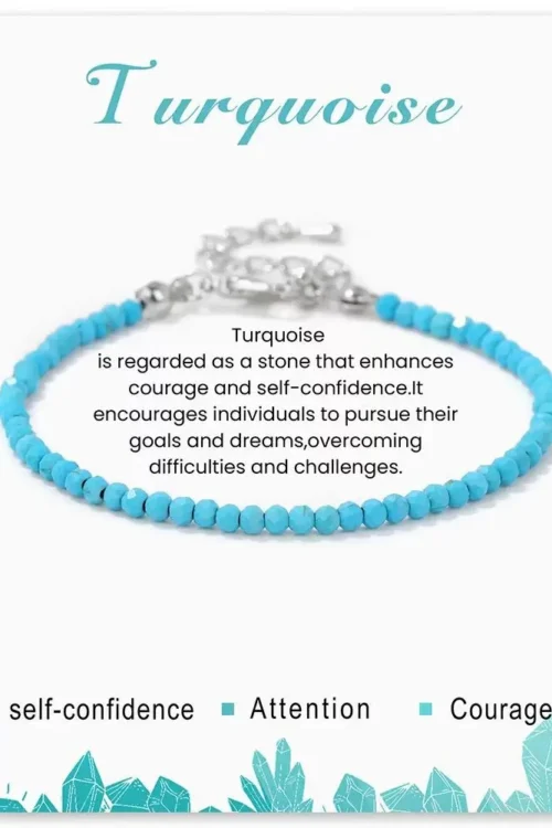 SB013 2MM SILVER PLATED TURQUOISE STONE BEAD BRACELET