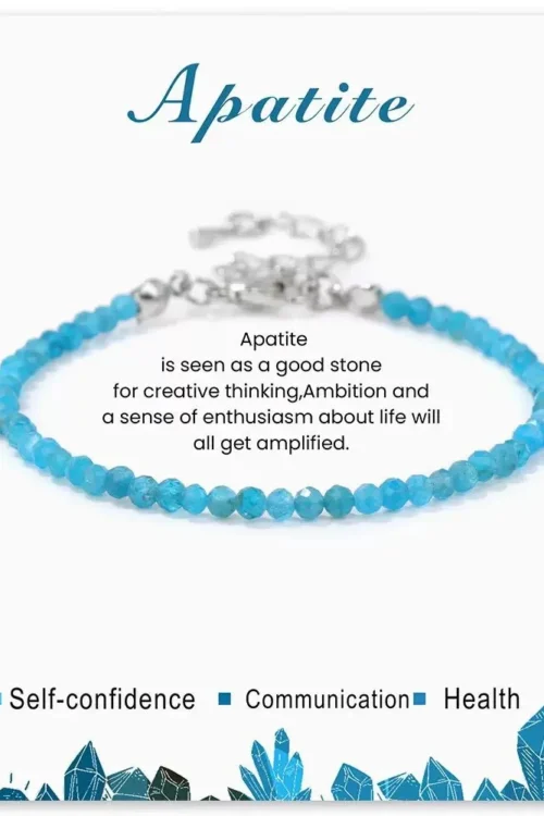 SB014 2MM SILVER PLATED APATITE STONE BEAD BRACELET