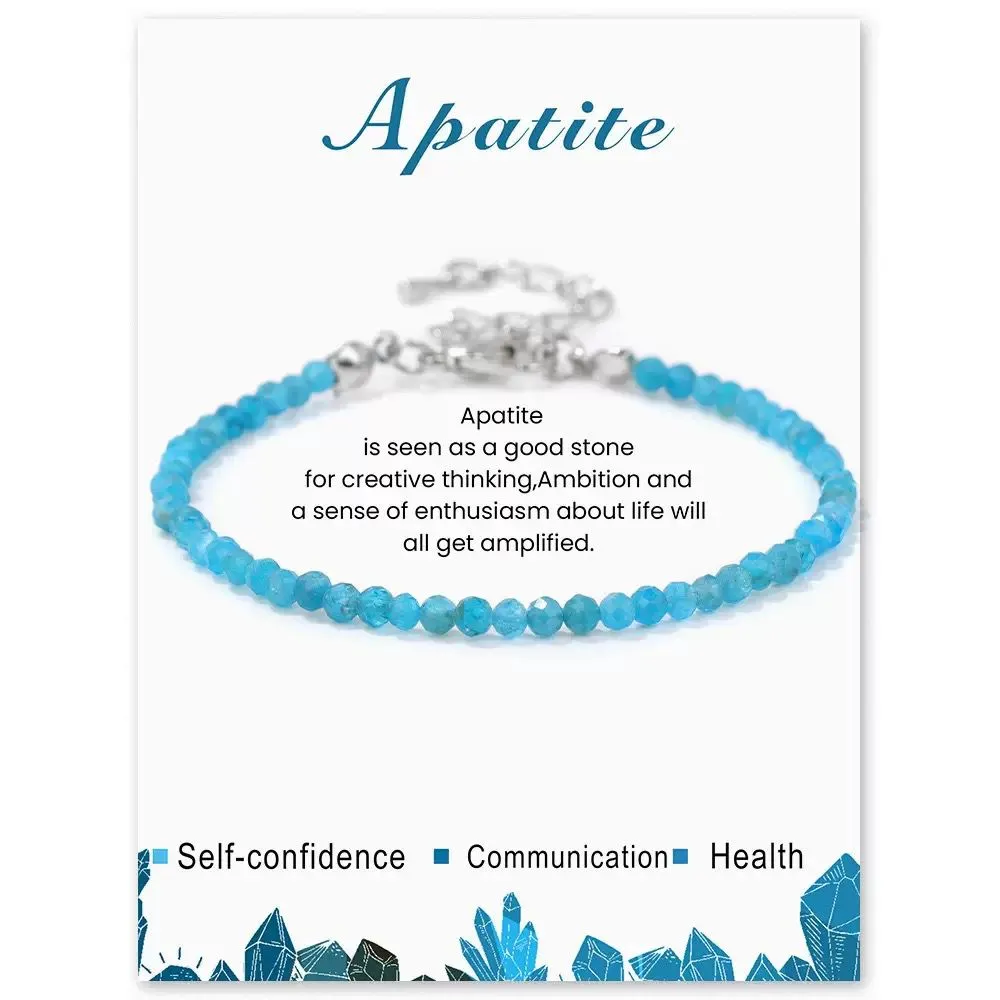 SB014 2MM SILVER PLATED APATITE STONE BEAD BRACELET